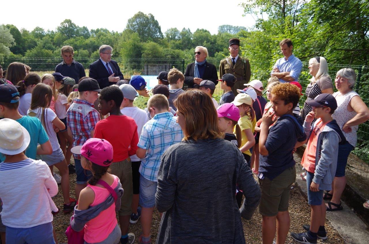 Inauguration du panneau explicatif du « barrage de Herbitzheim » avec l’école du village, 05.07.19